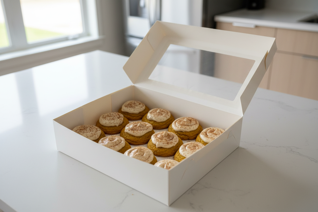 Single 4 oz pumpkin pillow soft cookie with warm pumpkin spice flavor and a soft, cake-like texture