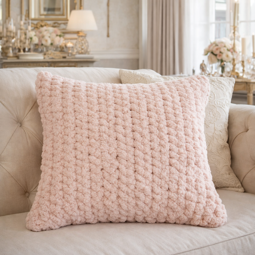 handmade heirloom rose crochet pillow luxury textured home decor accent