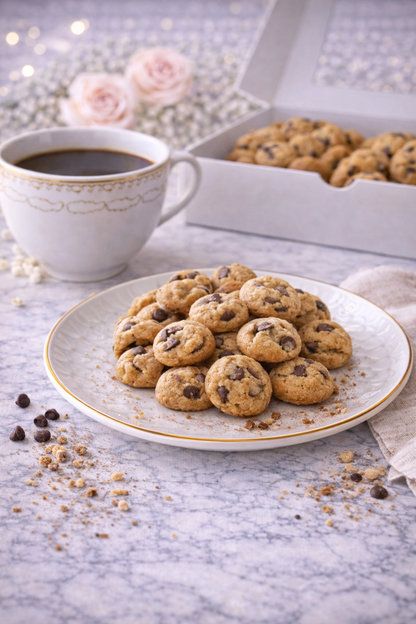 Mini chocolate chip cookies baked with premium chocolate and a soft, classic texture