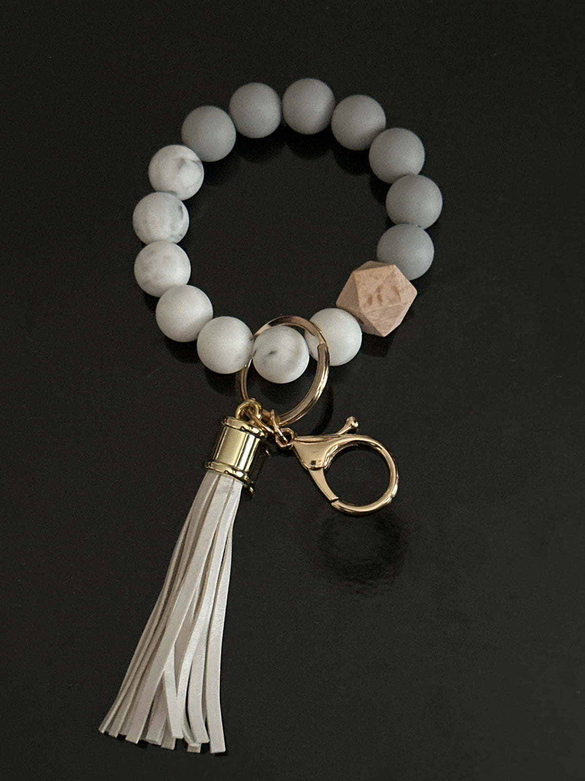 Silicone Bead Wristlet with Mini Wine Bottle Keychain