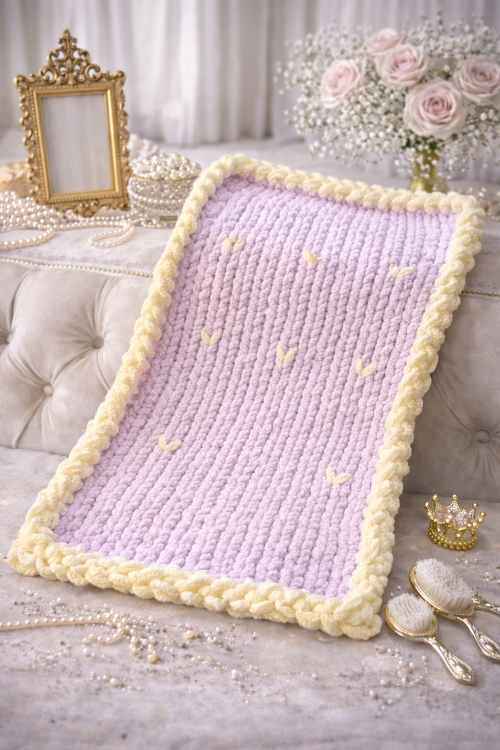 Baby First Lavender Crochet Blanket