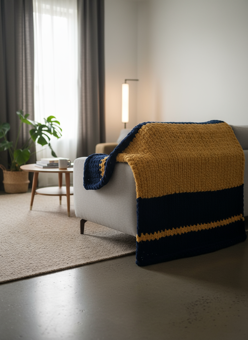 Misty Blue Medium Crochet Blanket