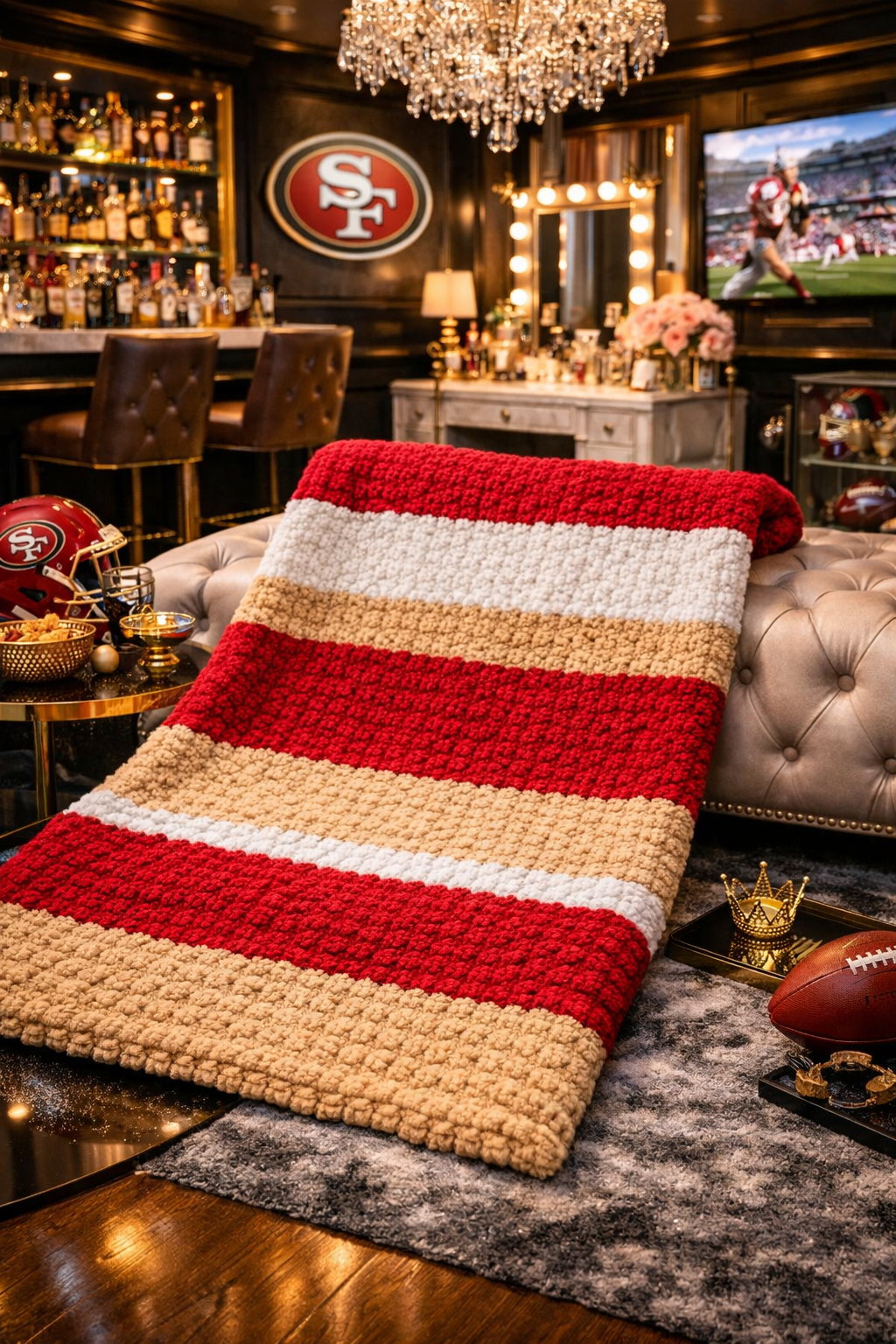 49ers Inspired Medium Crochet Throw