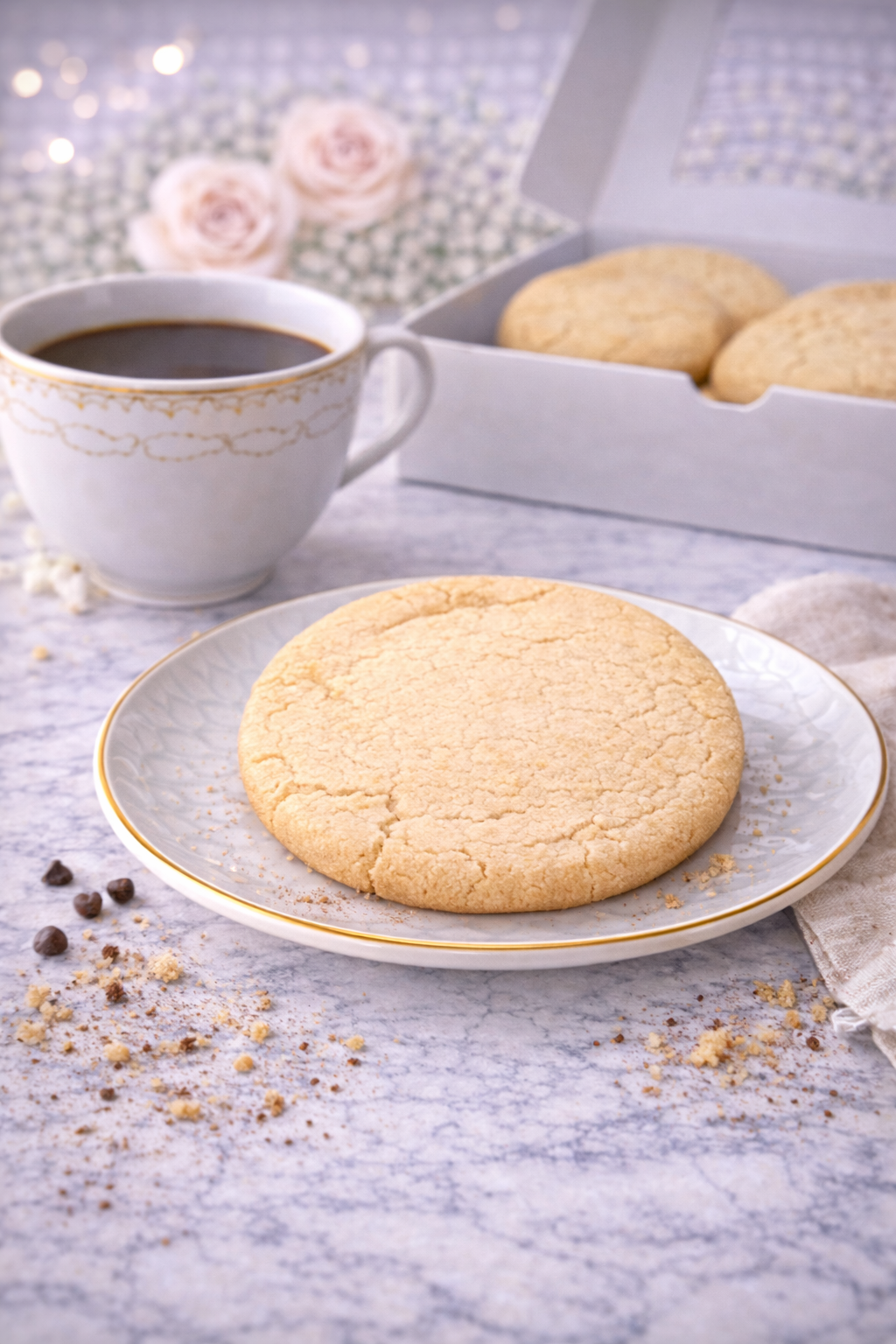 Classic tea cake cookie with a crisp, crunchy texture that becomes soft when warmed