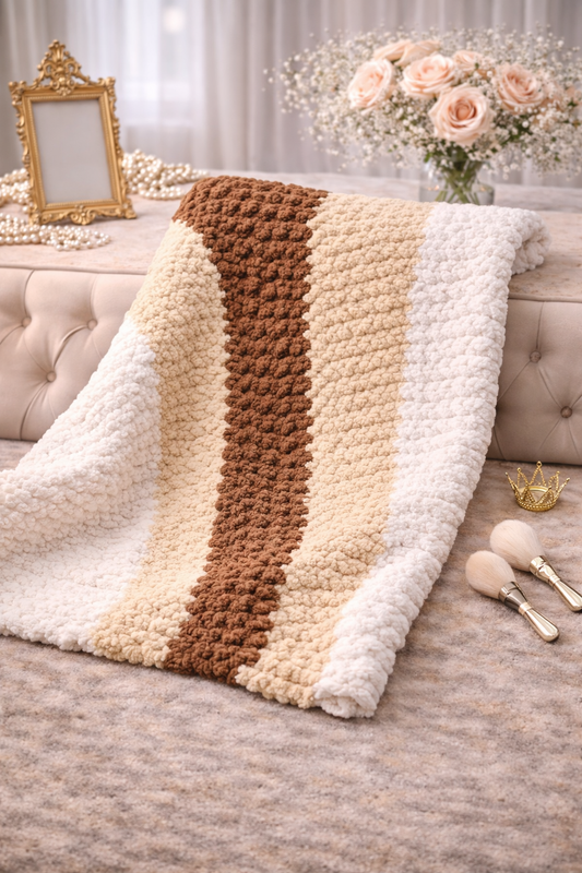 Mocha Cream Luxe Crochet Lap Throw